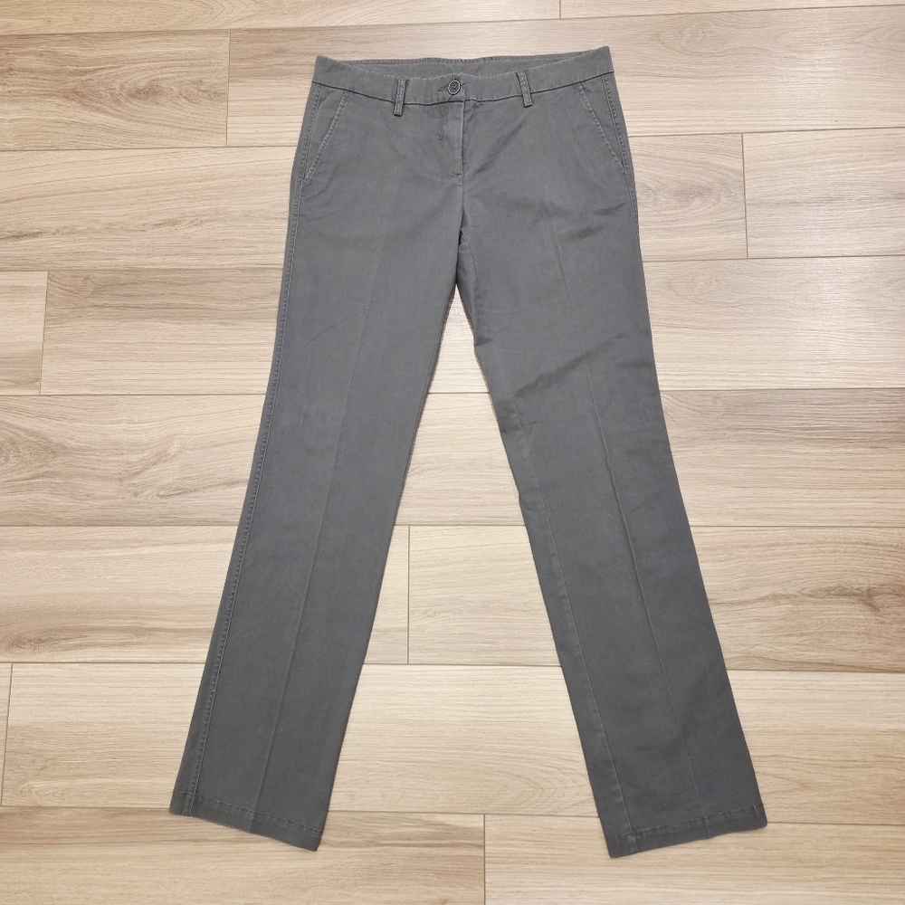 Style Benetton Flat Front Army Green Casual Pants Size 34